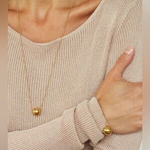 18K Gold Plated Ball Pendant Box Chain Pull Necklace